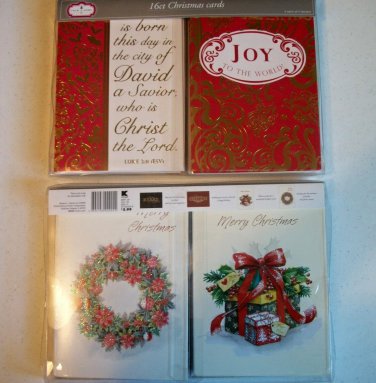 Two Quality Sets 16-Count Diversified Christmas Holiday Cards Lot 52