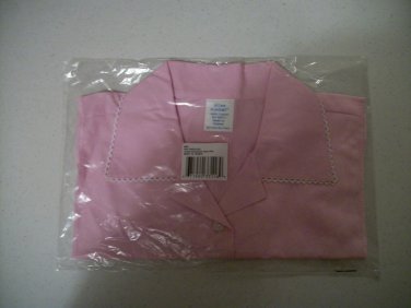 Womens Pink Cotton Button Down Dickey White Trim Collar