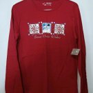 Red Christmas Holiday Graphic Long Sleeve Shirt Size S Small