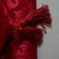 Christmas Red Damask Table Runner Fringe End 13 x 72 Inches By Seasons Greetings