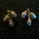 Vintage Pair Gold & Pearl Look Clip On Earrings