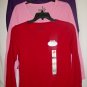 Three Comfort Blend V-Neck Long Sleeve Tees By Hanes Various Colors Medium