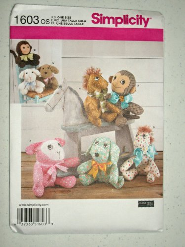 Simplicity Stuff Animals Sewing Pattern For Children #1603