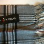 Gray Multicolor Plaid Fall Winter Fringed Flannel Scarf