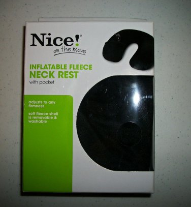 Black Inflatable Fleece Neck Rest Adjustable Firmness