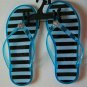 Girls Flower Embelishment Multicolor Blue Flip Flop Sandals Size 1-2
