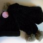 Two Peice Winter Cable Knit Cap and Scarf With Synthetic Fur Poms