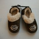 Toddler / Boys Brown Monkey Theme Fur Trim Slippers Size Medium ( 7-8 )