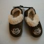Toddler / Boys Brown Monkey Theme Fur Trim Slippers Size Medium ( 7-8 )