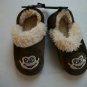 Toddler / Boys Brown Monkey Theme Fur Trim Slippers Size Medium ( 7-8 )