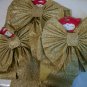 Three Big Long Gold Christmas Holiday Bows