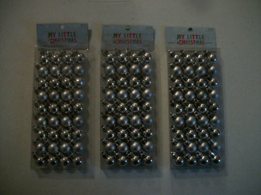 Three Sets Silver Tone Small Tree Christmas Holiday Ornaments