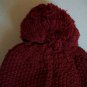 Deep Red Winter Womens Beanie Knit Cap With Pom Ball