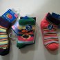 Three Sets 3-Pack (1 Crew, 2 Ankle) Socks Girl Toddlers Size Large