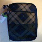 Blue Multicolor Plaid Zip Closure Various Compartments Lunch Bag