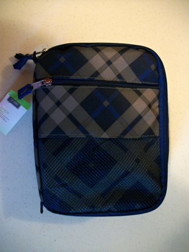 Blue Multicolor Plaid Zip Closure Various Compartments Lunch Bag