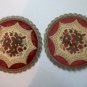 Vintage Austrian Circular Gold Trim Burgundy Floral Theme Doilies