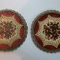 Vintage Austrian Circular Gold Trim Burgundy Floral Theme Doilies