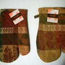 Two Sets Fall Festive Autumn Leaves Style Oven Mitts