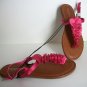 Sheeny Pink "Ruffle"Thong Sandals Shoe Size 9 M By Arizona