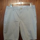 Khaki Beige Bermuda Shorts Zip Button Front Size 8