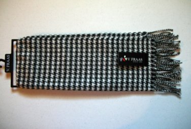 Black & White Fall Winter Fringed Flannel Scarf By V.Fraas