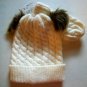 Little Girls Ivory Hat & Mitten Set With Poms