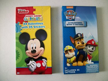 Two Boxes Micky Mouse & Paw Patrol Valentine Cards