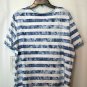 Alfred Dunner Blue & White Stripes Short Sleeve Embroidered Top