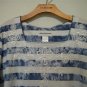 Alfred Dunner Blue & White Stripes Short Sleeve Embroidered Top