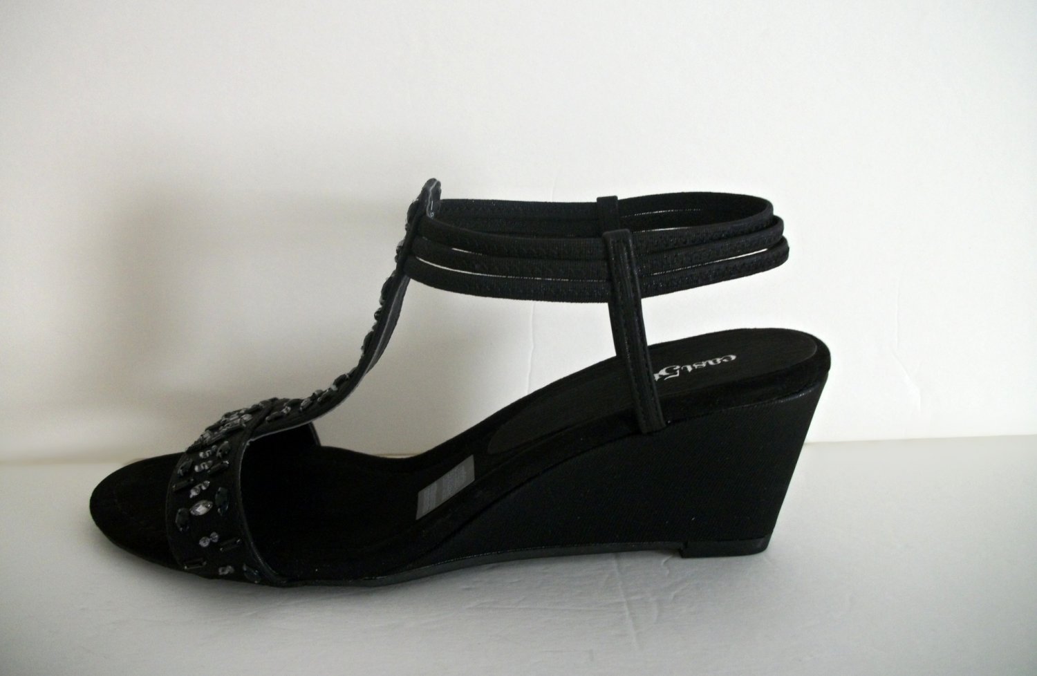 black dressy wedge heels
