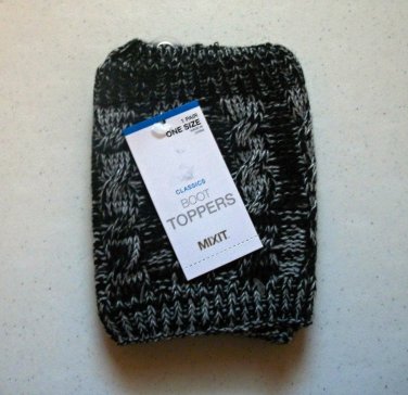 One Pair Womens Multicolor Black/White Boot Topper