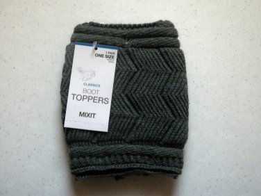 One Pair Womens Solid Gray (Chrarcoal) Boot Topper