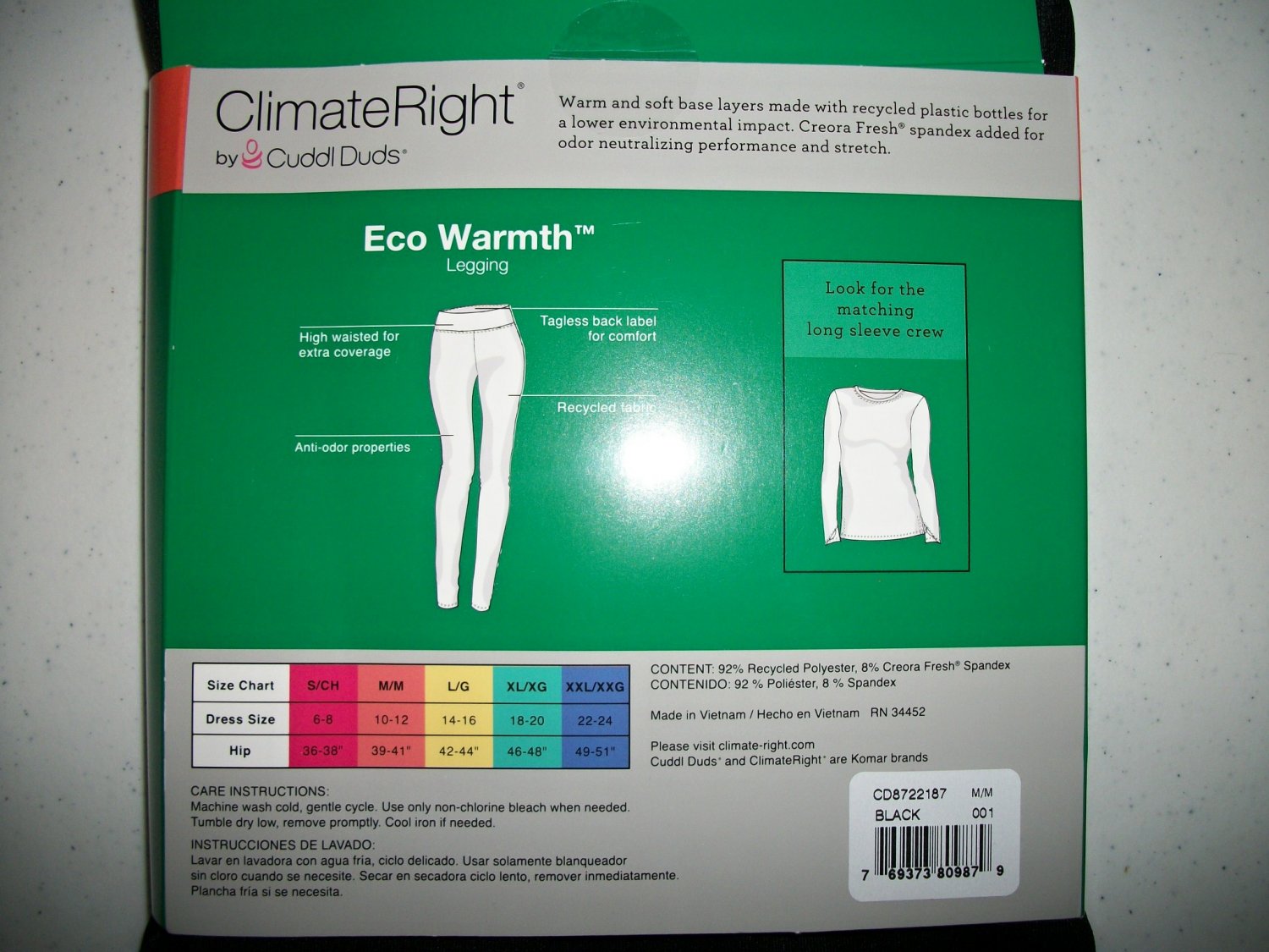 climate-right-cold-weather-black-thermal-wear-set-cuddl-duds-size-medium