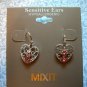 Heart Shape Silver Tone Rose Gems Hypoallergenic Earrings
