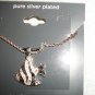 Pretty Silver Plated Genuine Marcasite Fish Pendant Necklace