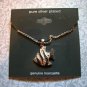 Pretty Silver Plated Genuine Marcasite Fish Pendant Necklace