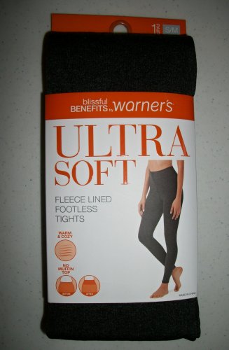 One Pair No Muffin Top Black Footless Lined Tights Size S/M