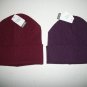 Two Womens Fall Winter Beanie Hats Burgundy /Purple By Time & Tru