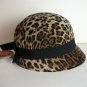 Womens Hat Stylish Animal Pattern Cloche With Black Band