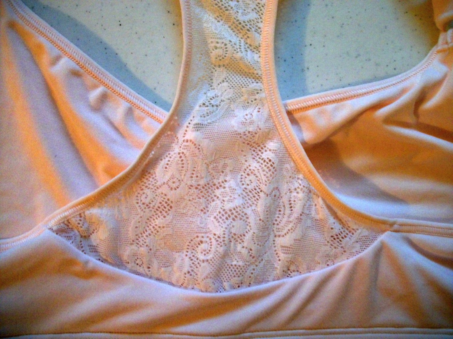 Hanes TShirt Soft Racer Back Peach Tone Racer Bra 2XL Wire Free