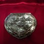 Vintage Silver Tone Heart Shape Country Scene Trinket Box