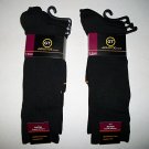Two 3-Pair Sets Mens Goldtoe Black Rayon Dress Socks Size 10-13