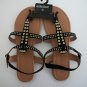 Olivia Miller Black & Gold Casual Thong Adjustable Sandals Shoe Size  8