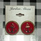 Classic Style Red Nautical Clip On Earrings