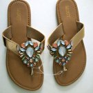 Mixit Bejeweled Gold Thong Sandals Size 6