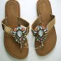 Mixit Bejeweled Gold Thong Sandals Size 6