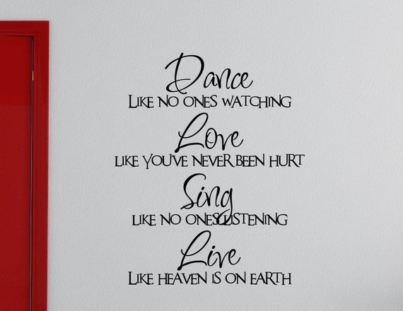 Dance Love Sing Live Wall Decal - Removable Vinyl Art Sticker For Home Decor, Orange 29x45 Inches