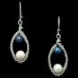 Silver weave earrings with natural pearls