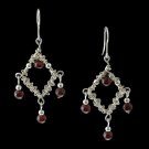 Silver plated weave earrings with garnet
